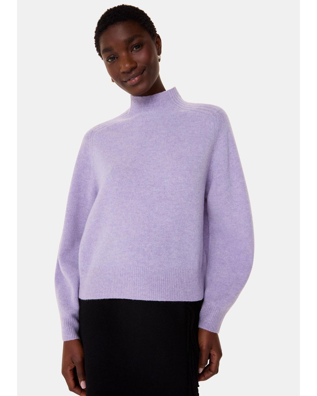 Whistles Purple Wool Funnel Neck Knit