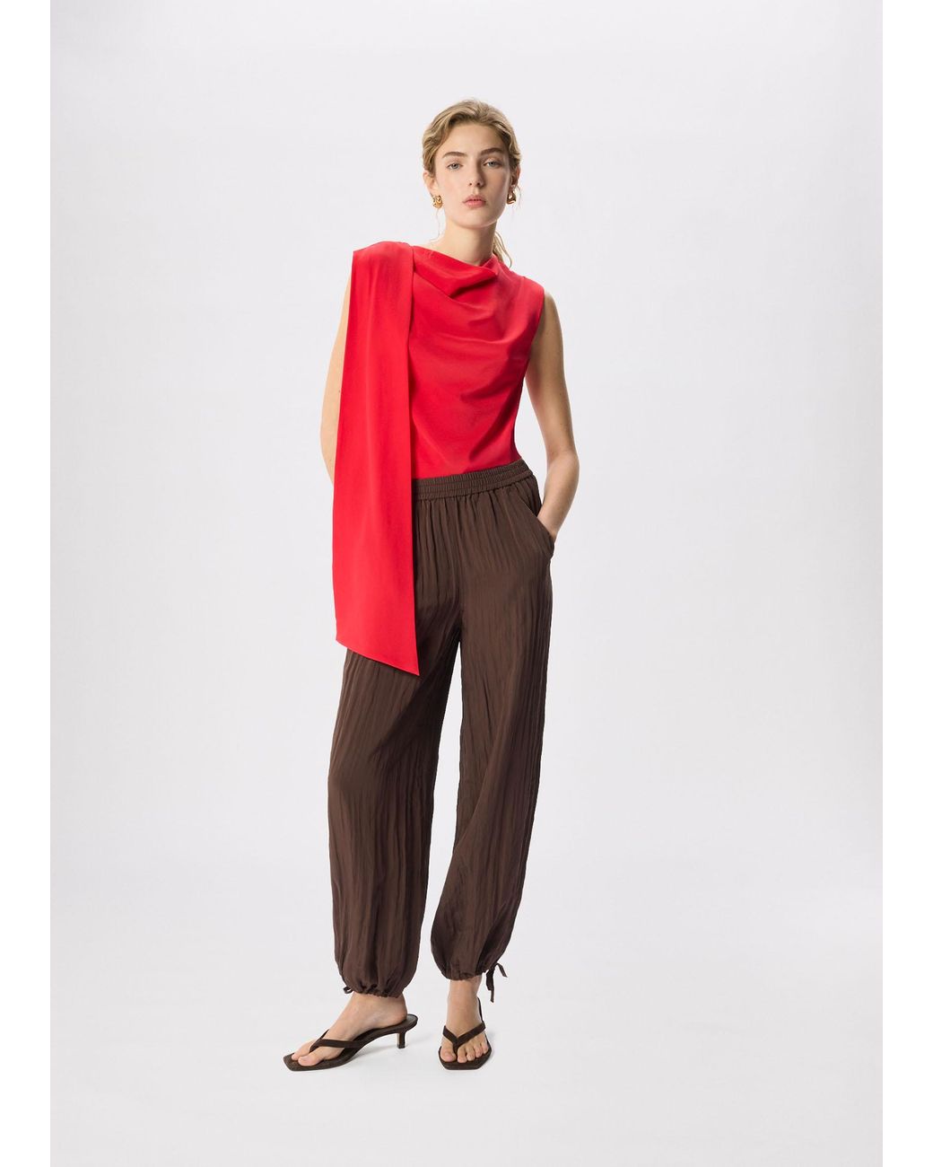 Whistles Red Balloon Tie Hem Trousers