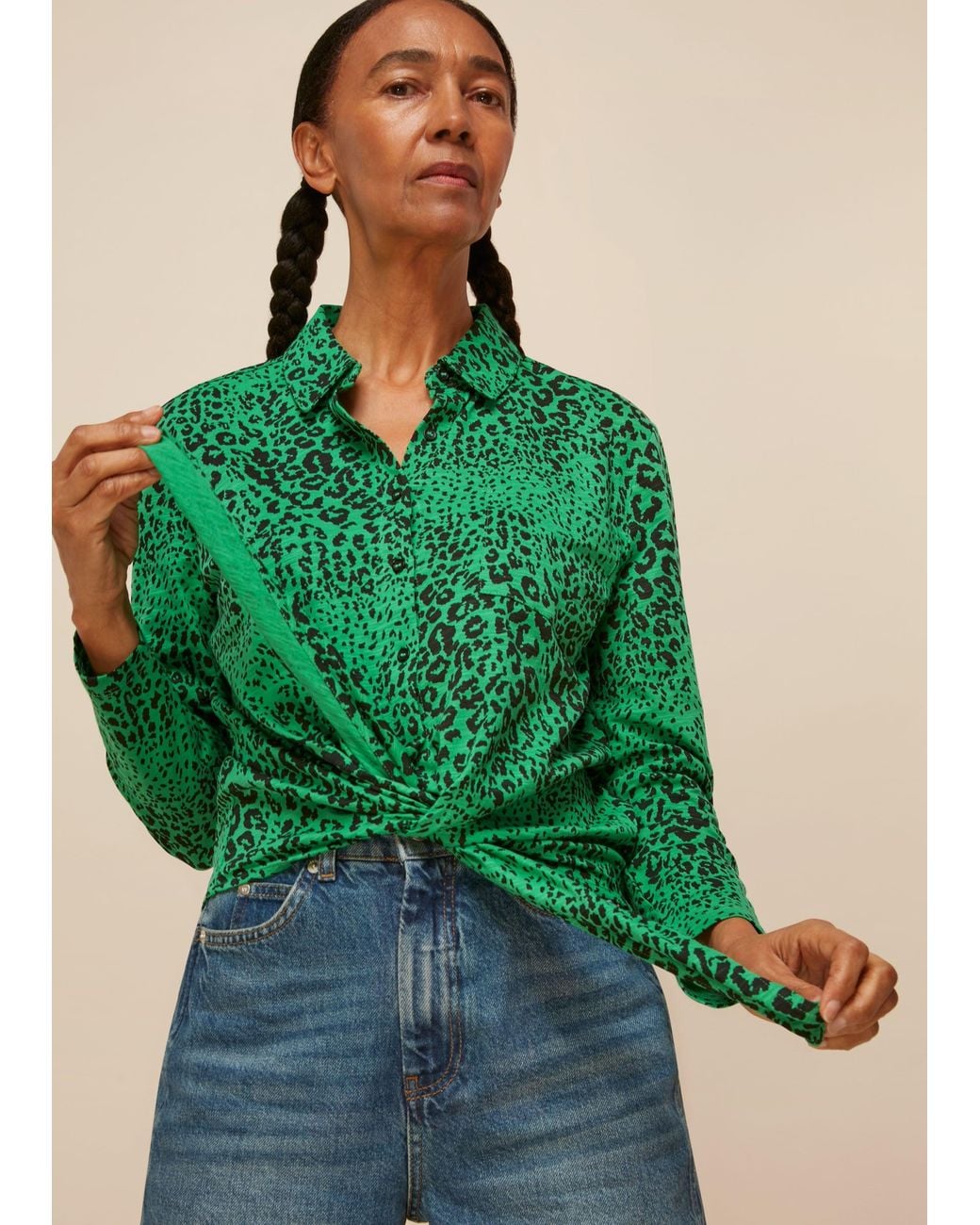 Whistles Green Speckled Animal Tie Shirt