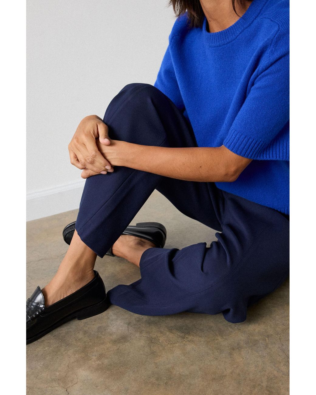 Whistles Blue Camilla Wide Leg Trouser