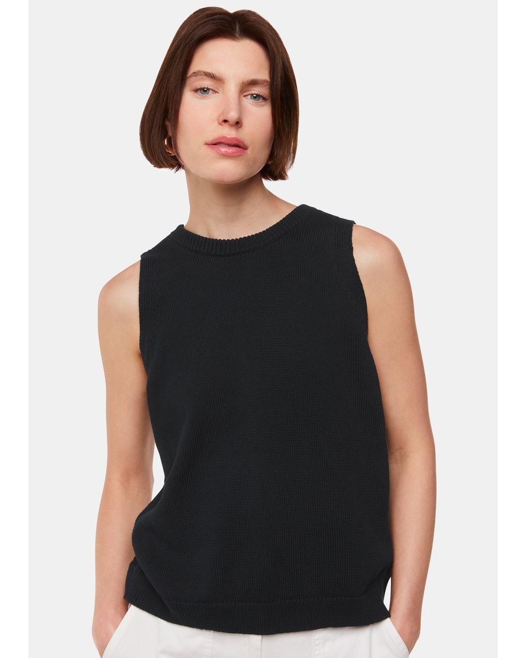 Whistles Black Twist Back Detail Tank