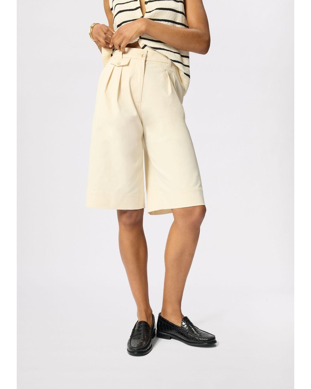 Whistles White Cotton Bermuda Short