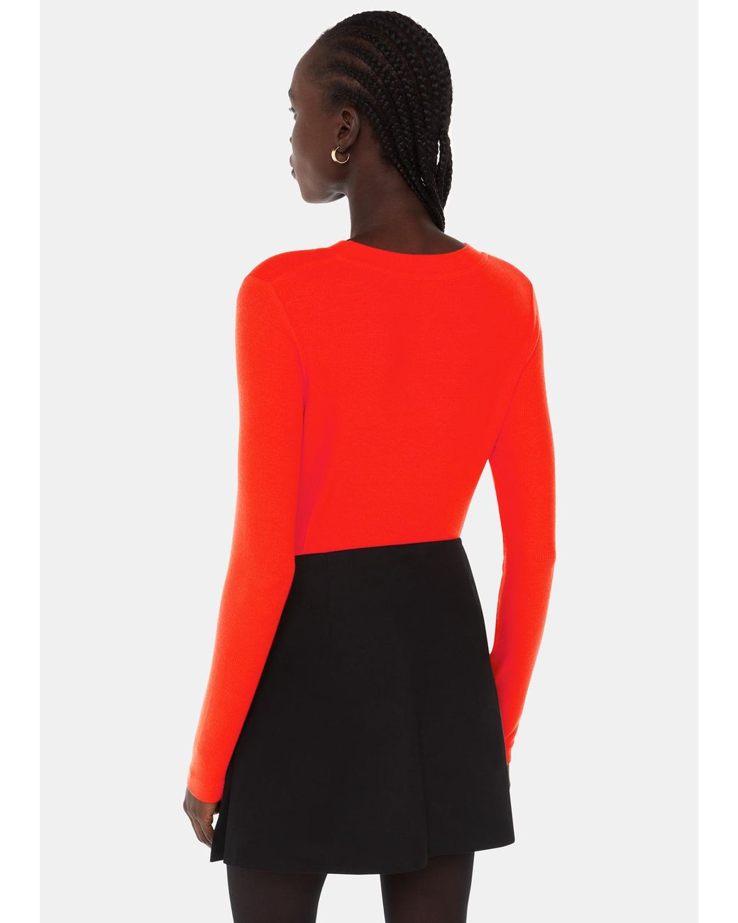 Whistles Red Essential Ribbed Crew Neck