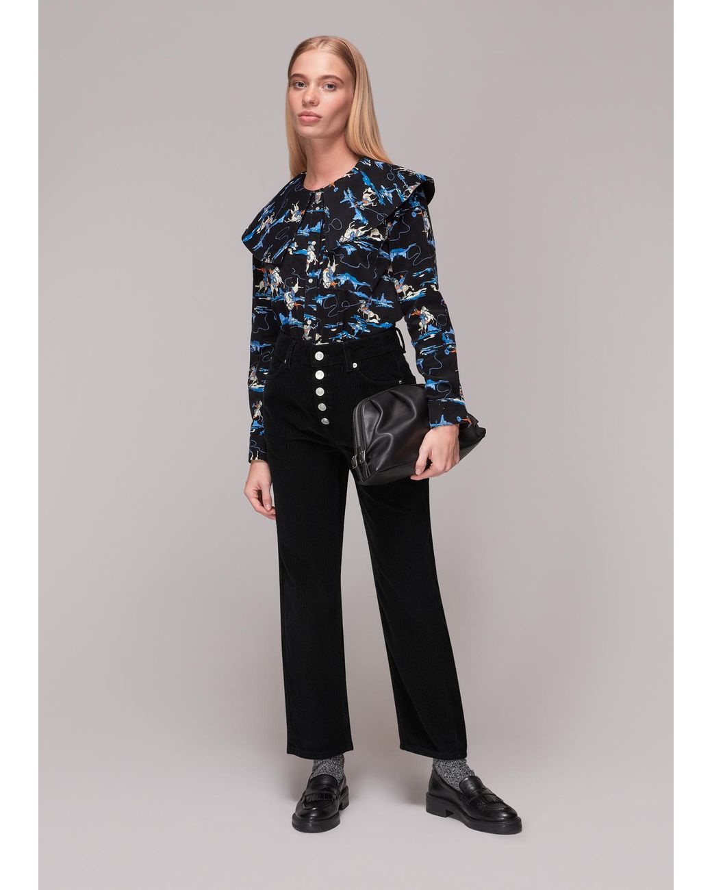 Whistles Blue Hollie Button Front Cord Jean