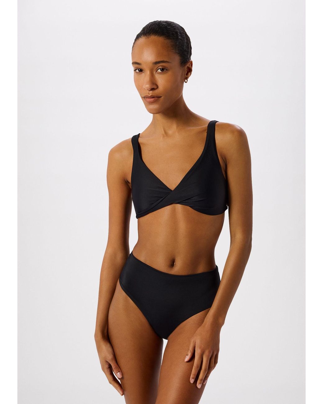 Whistles Black Twist Front Bikini Top