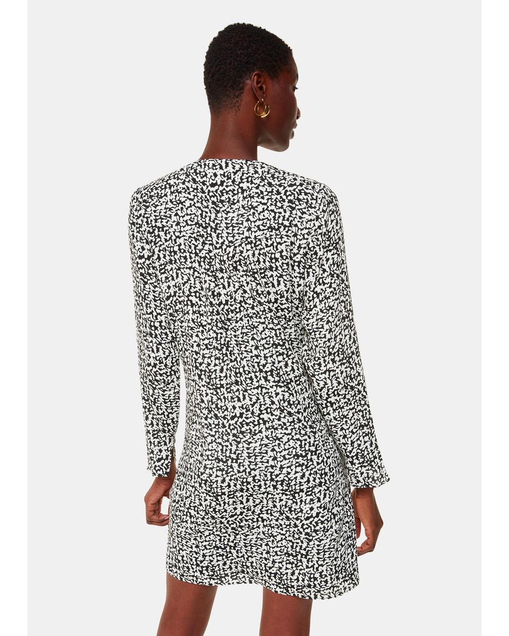 Whistles Gray Monochrome Scribble Print Flippy Dress
