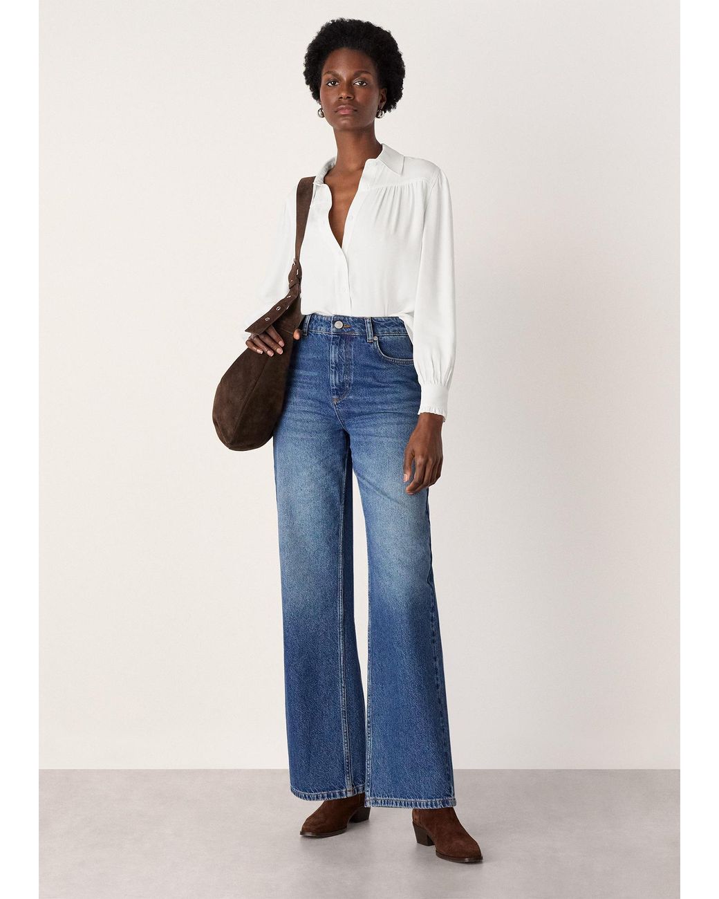 Whistles Natural Tie Detail Crepe Blouse