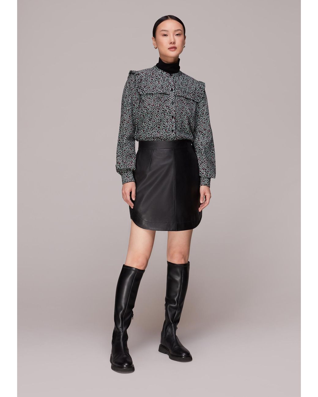 Whistles Gray Micro Bud Bella Blouse