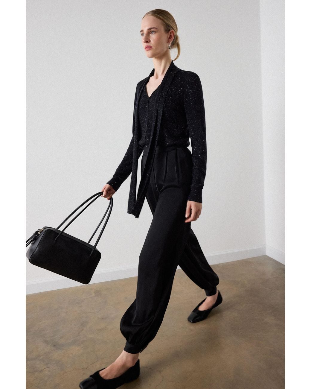 Whistles Black Annie Sparkle Tie Neck