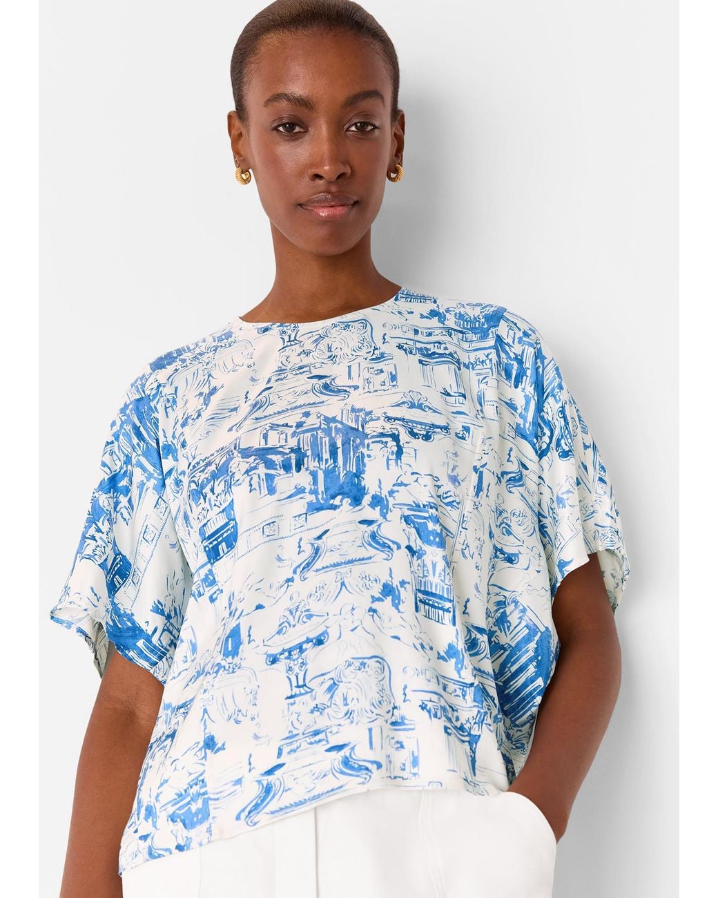 Whistles Blue Rome Print Blouse