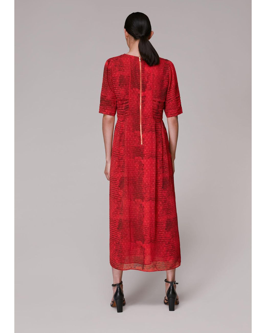 Whistles Red Snake Animal Dobby Dress