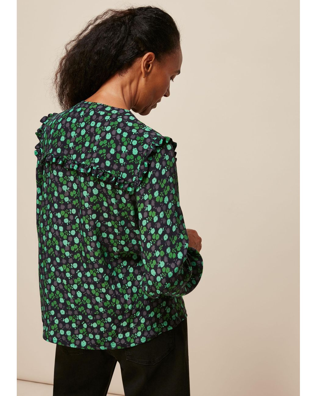 Whistles Green Winter Ditsy Printed Top
