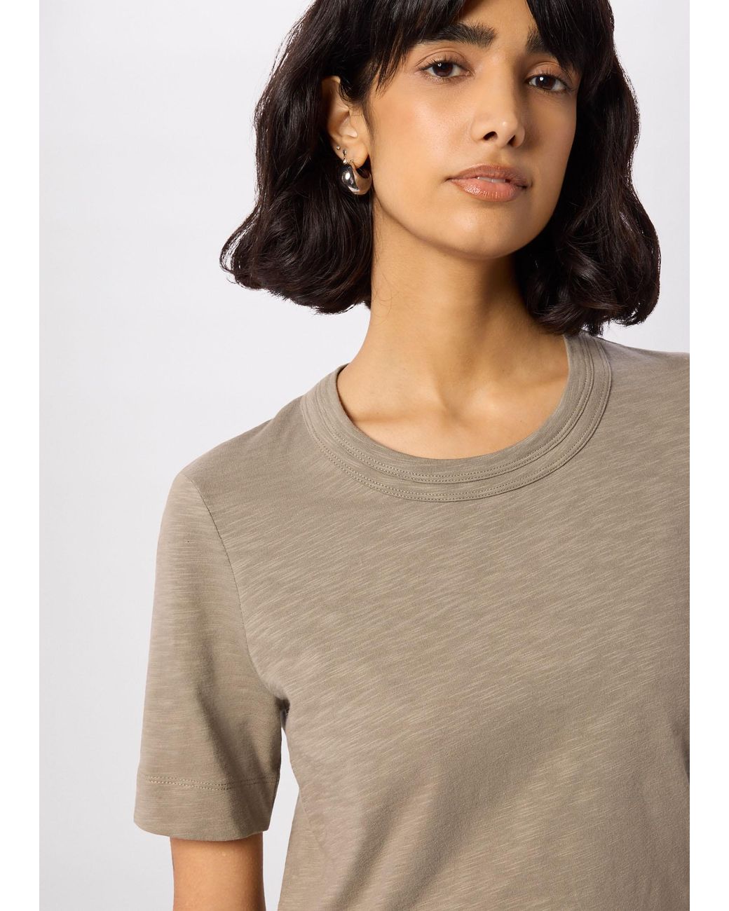 Whistles Gray Rosa Double Trim T-Shirt