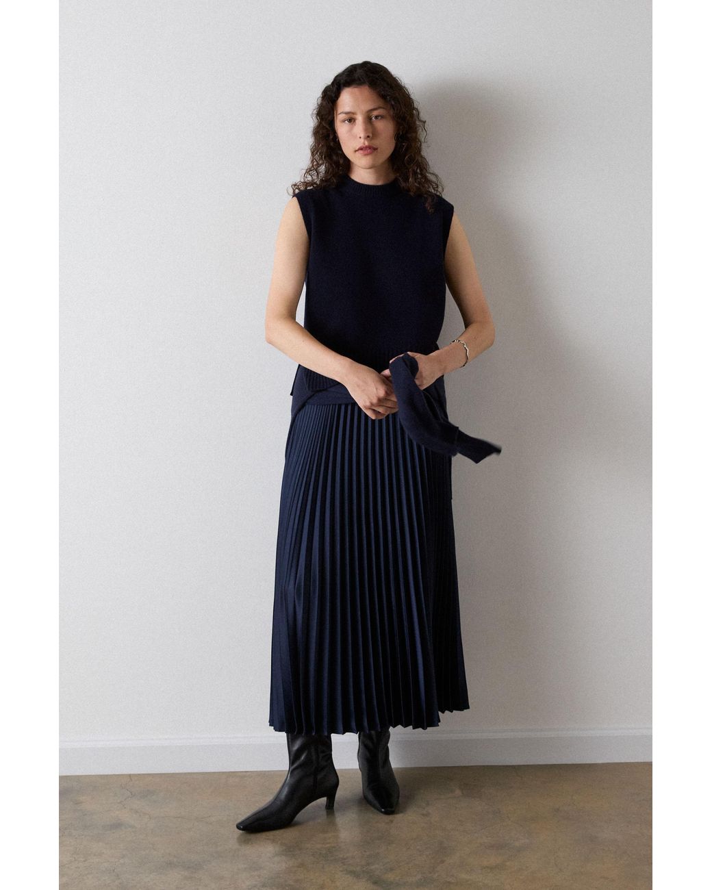 Whistles Blue Wool Sleeveless Tank