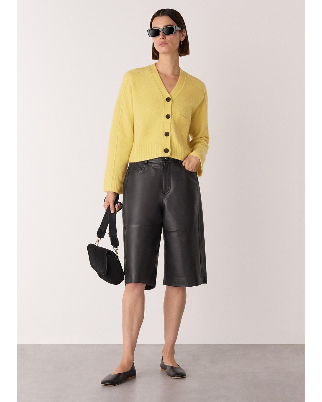 Whistles Yellow Wool Mix Pocket Cardigan