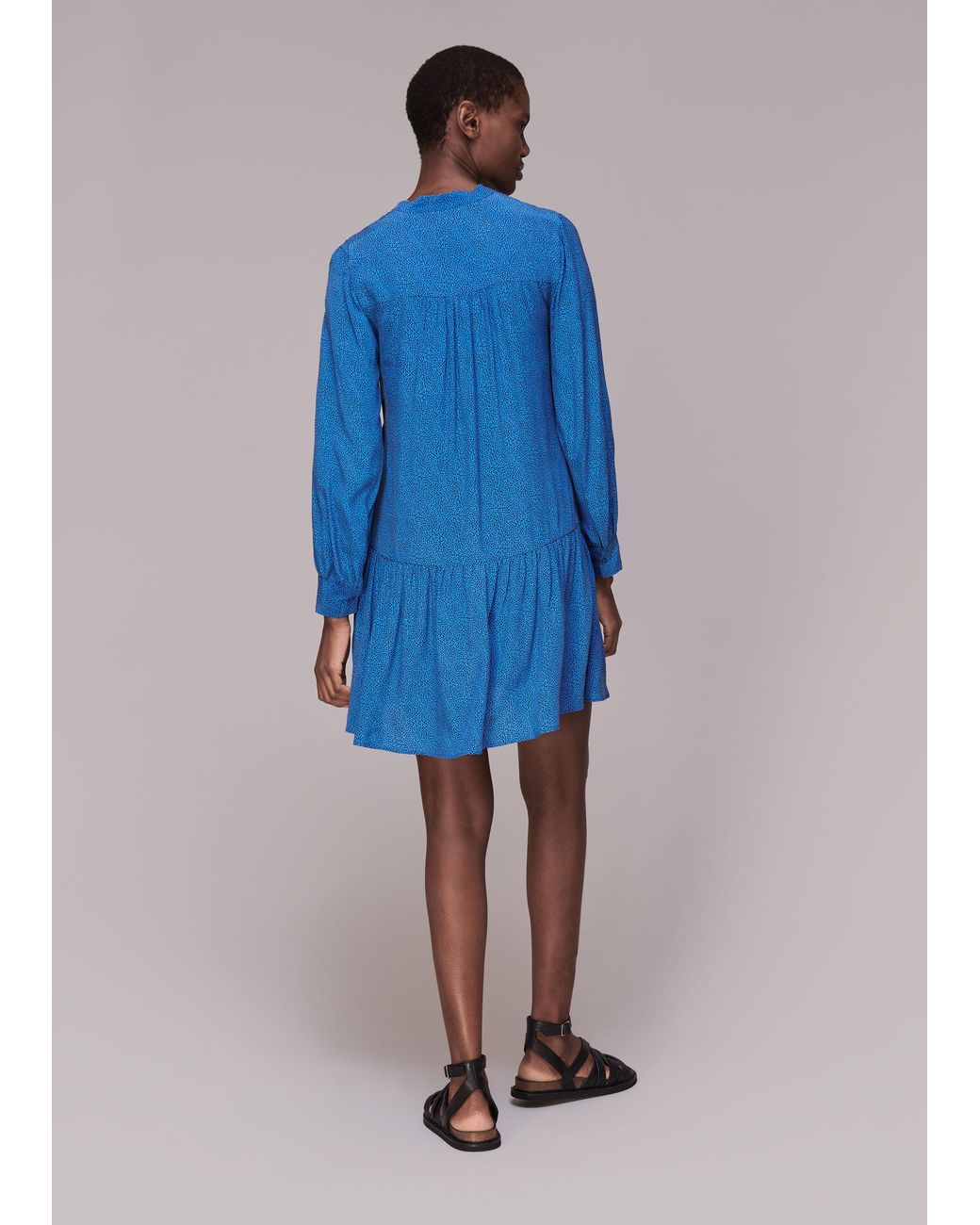 Whistles Blue Animal Fleck Smocked Dress