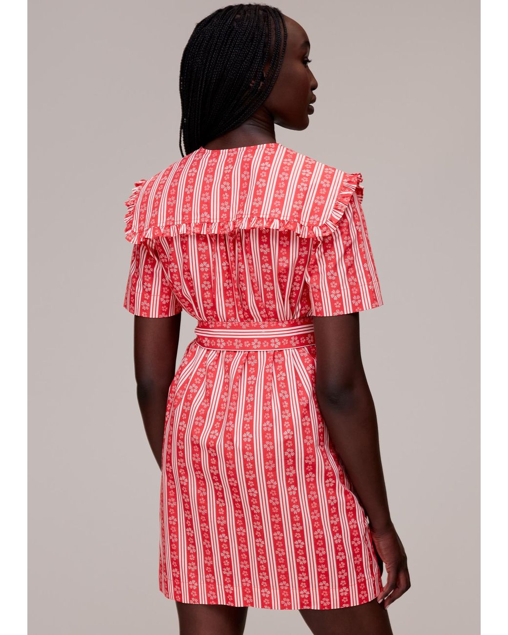 Whistles Red Stripe Collar Mini Dress