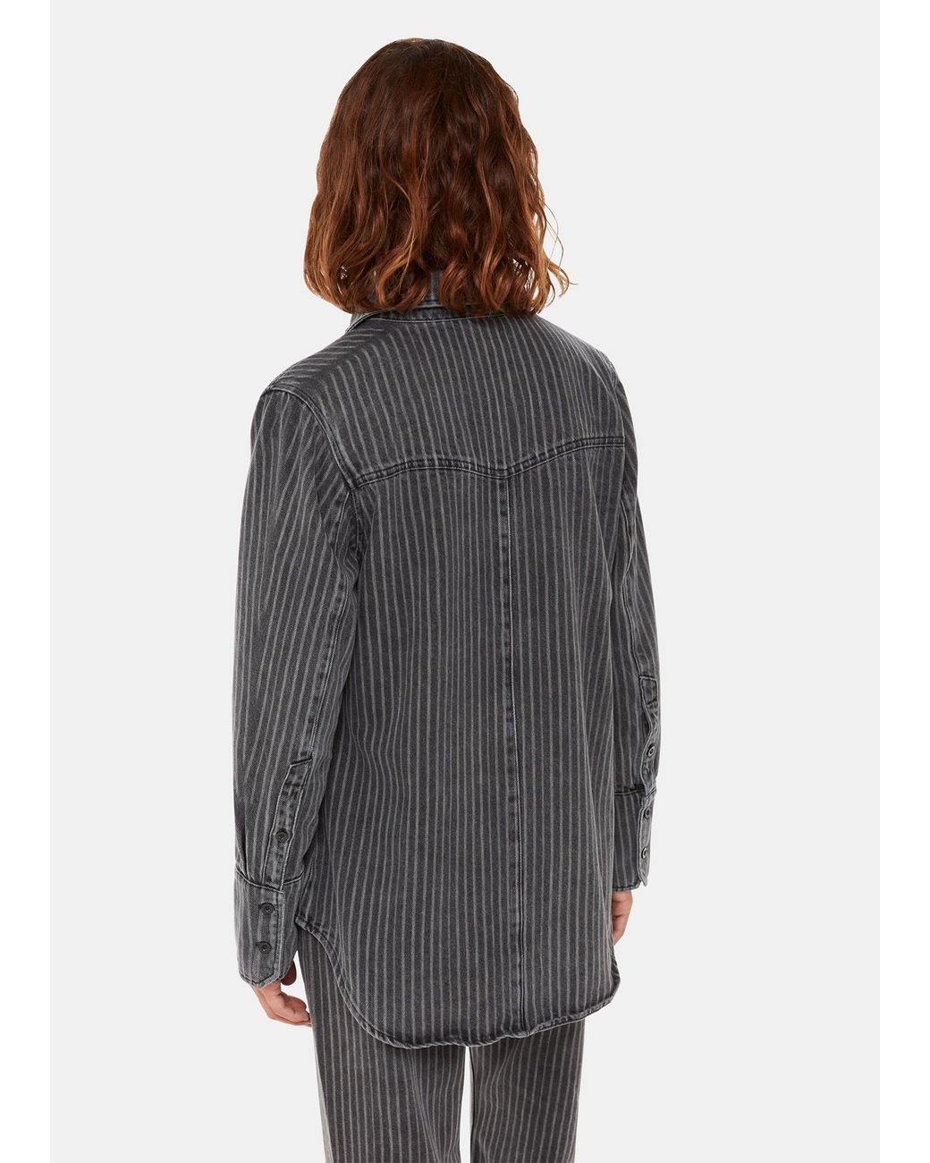 Whistles Gray Washed Stripe Denim Shirt