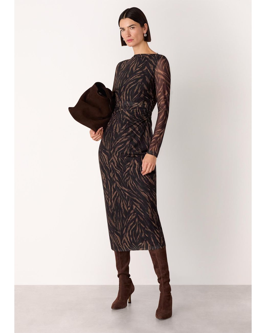 Whistles Multicolor Abstract Zebra Mesh Dress