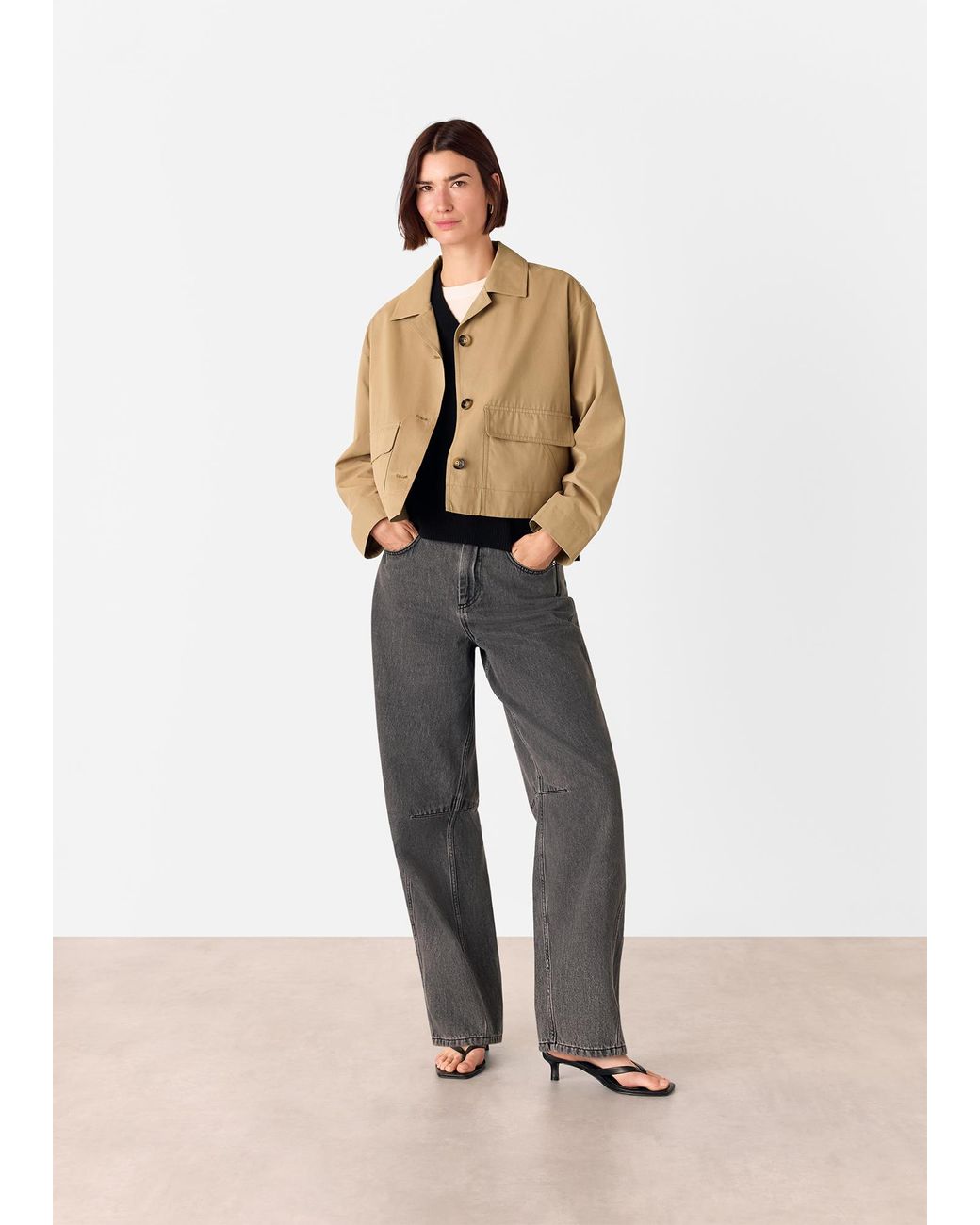 Whistles Natural Short Cotton Trench Jacket