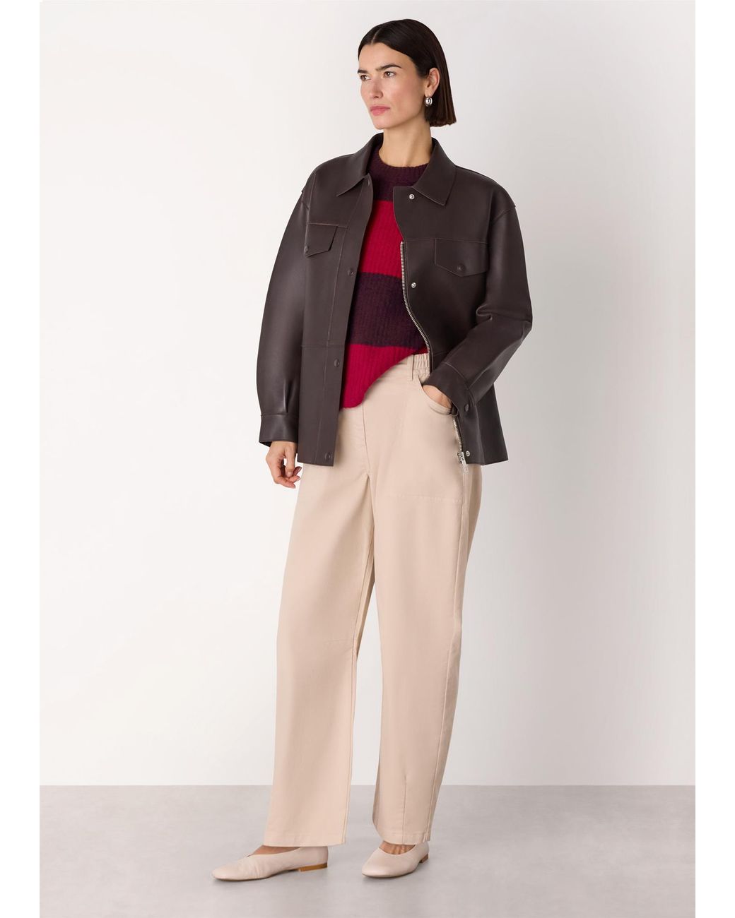 Whistles Red Wool Mix Wide Stripe Knit