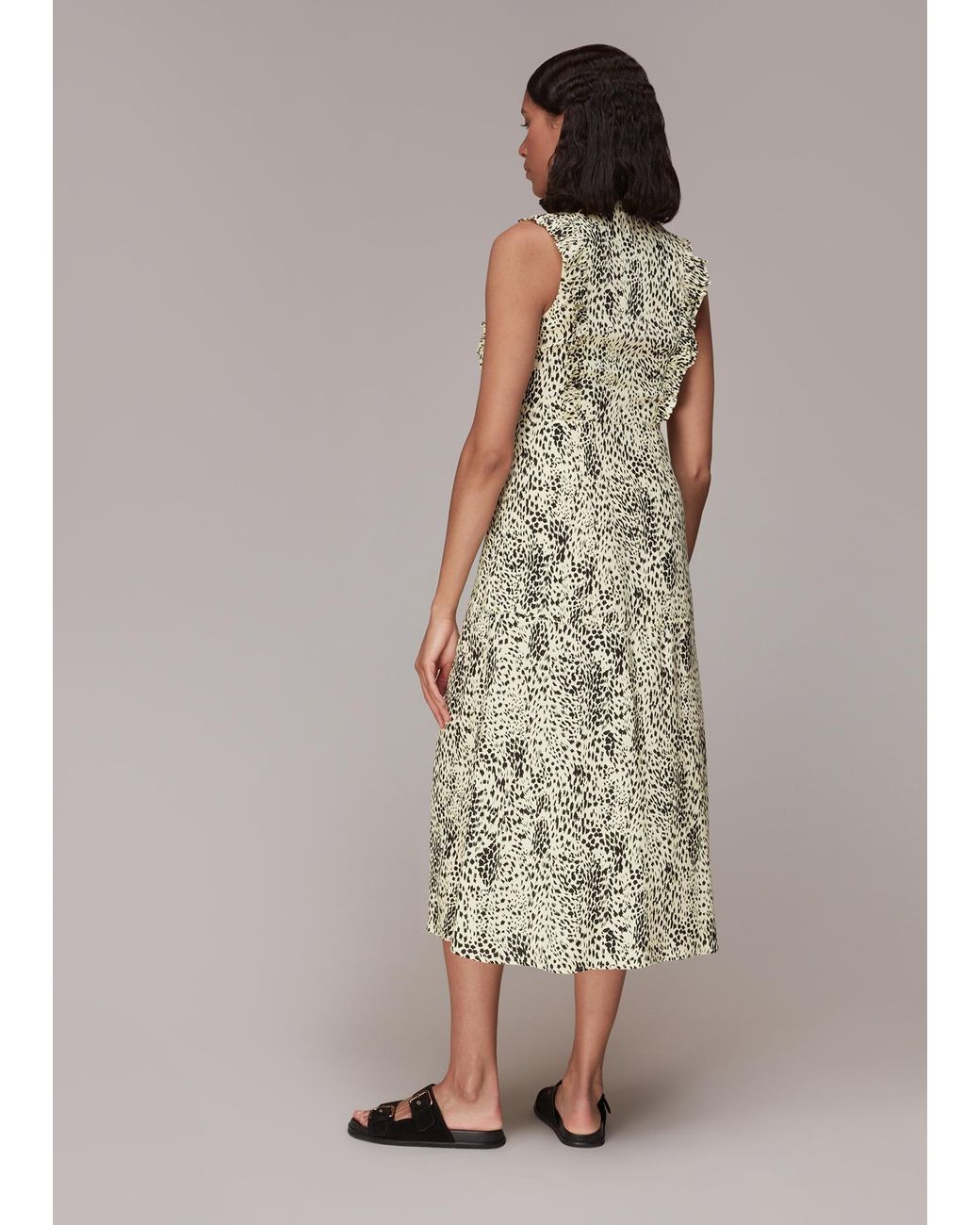 Whistles Multicolor Lively Animal Frill Midi Dress