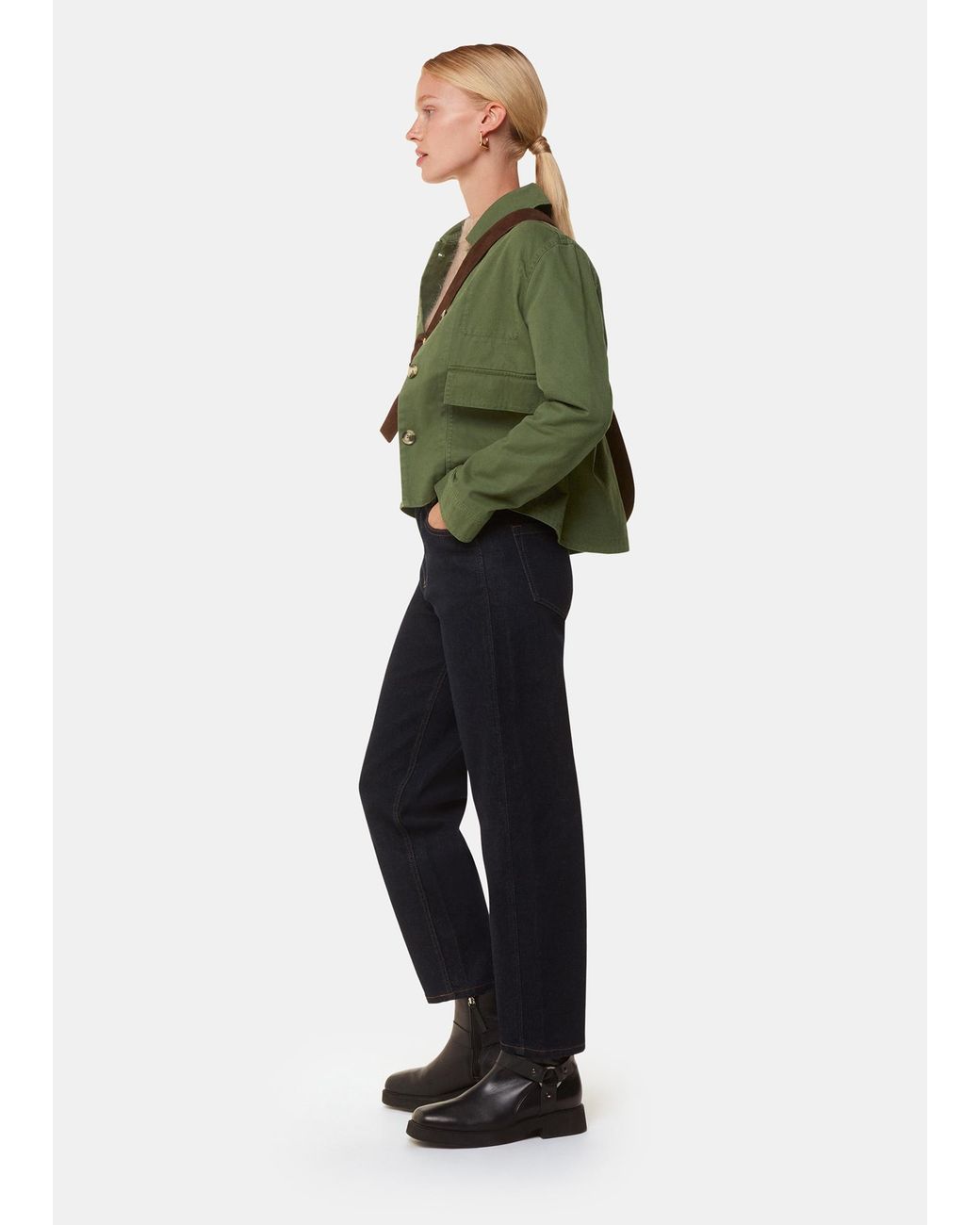 Whistles Green Utilitarian Cotton Casual Jacket