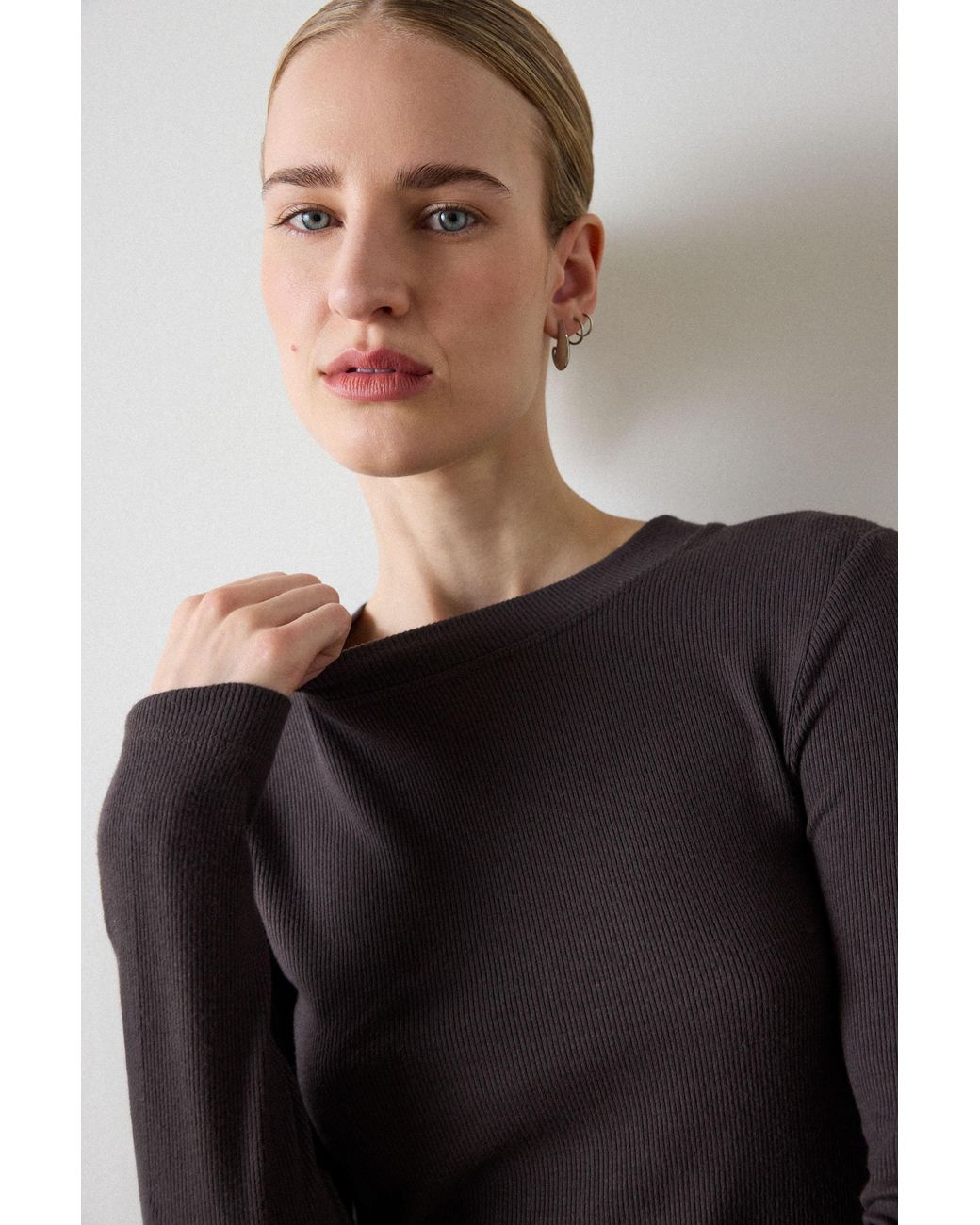 Whistles Black Essential Ribbed Crew