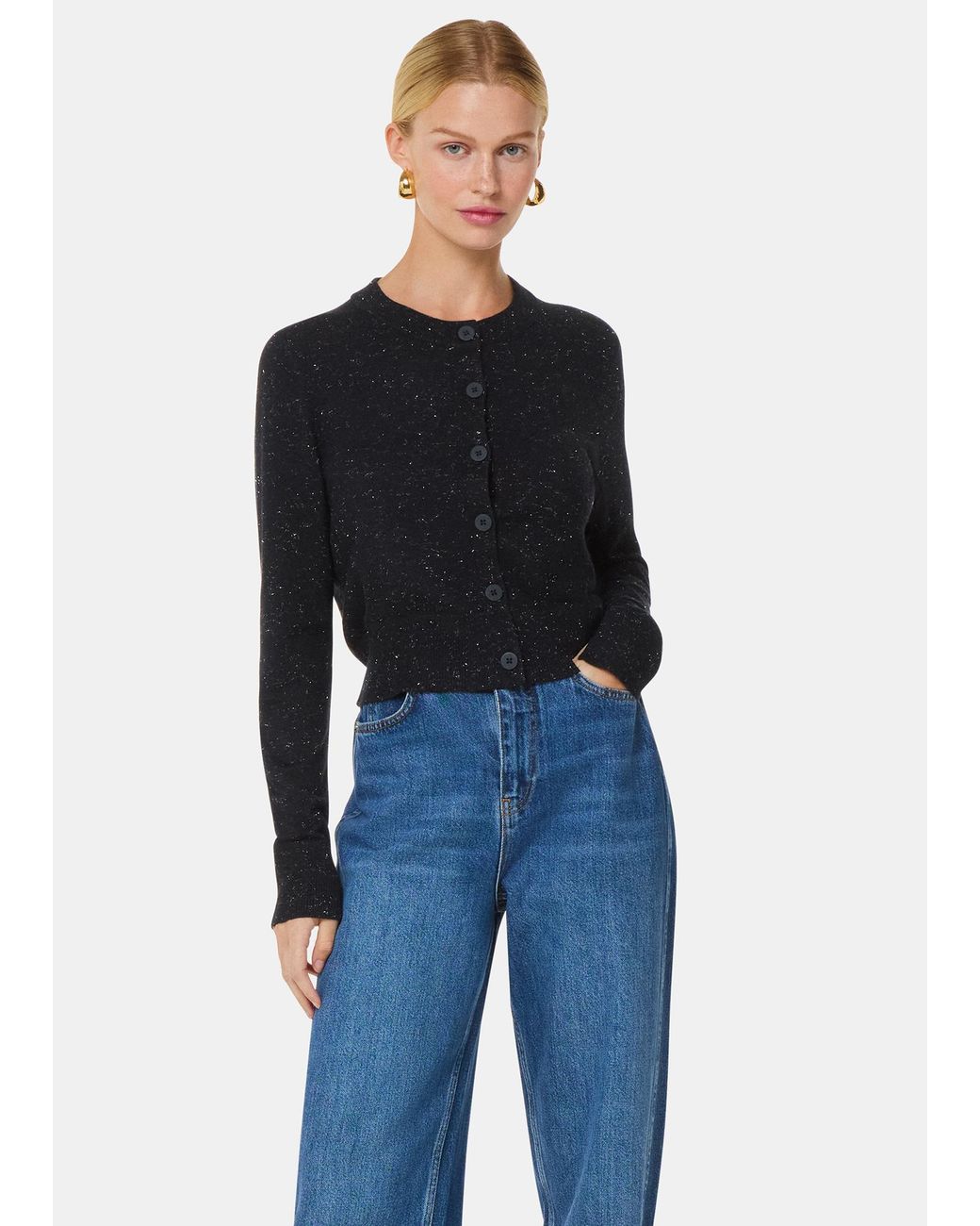 Whistles Black Annie Sparkle Cardigan