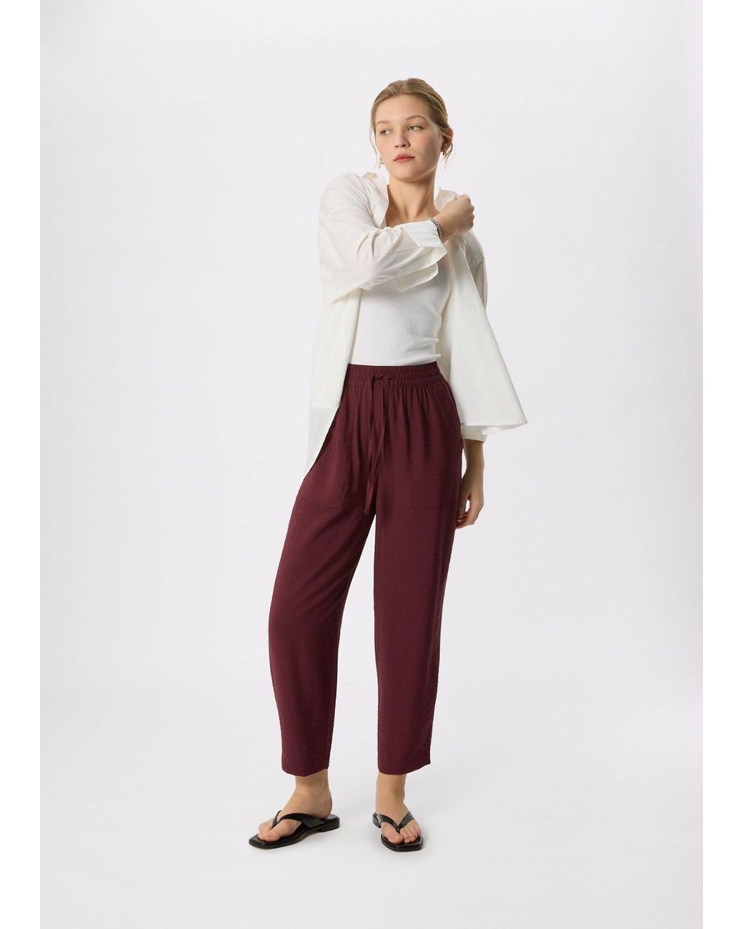 Whistles White Tie Waist Trouser