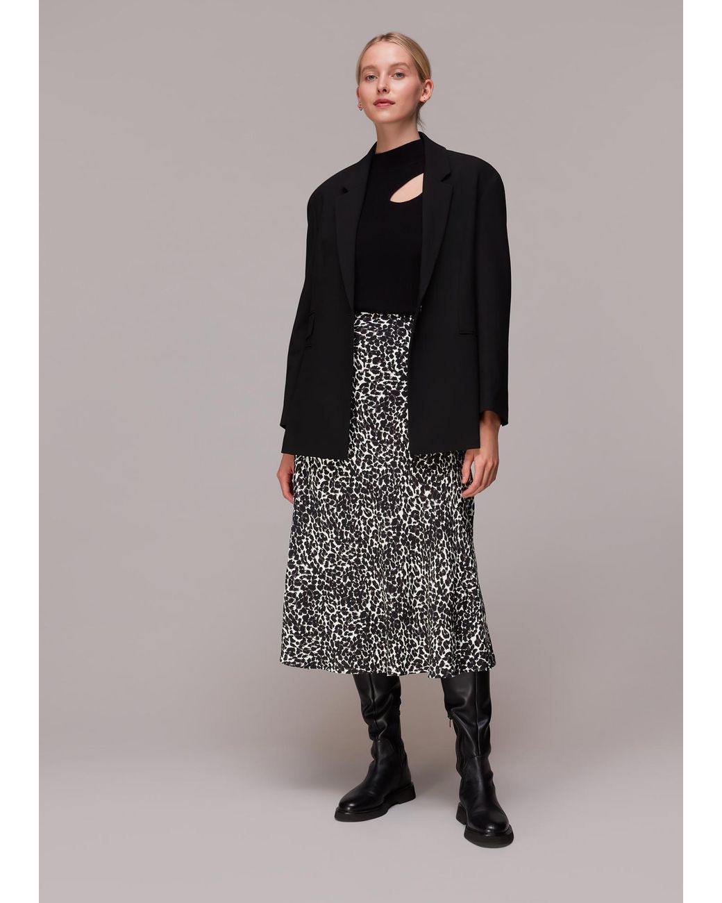 Whistles Multicolor Shadow Leopard Bias Cut Skirt