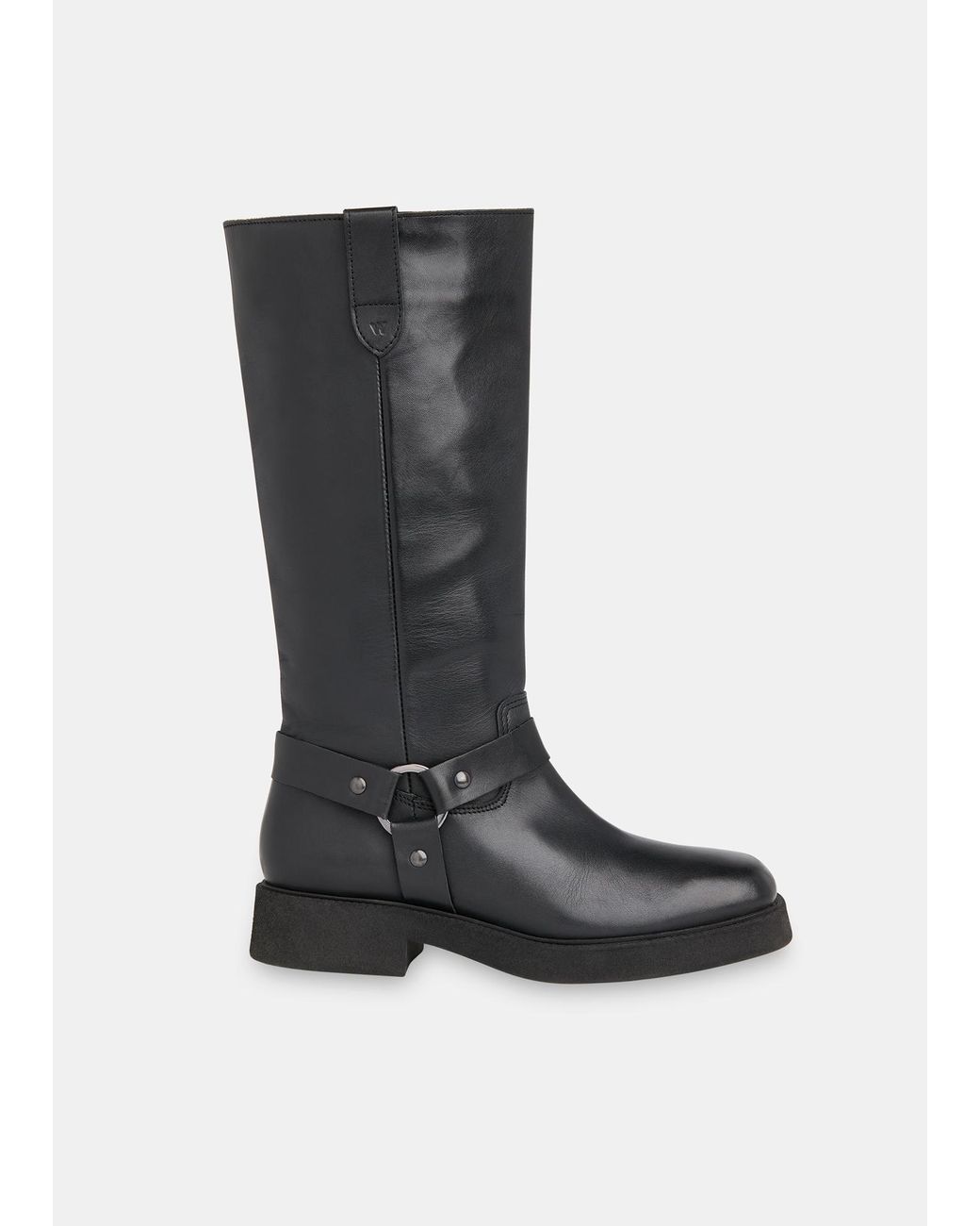 Whistles Black Matteo Knee High Biker Boot