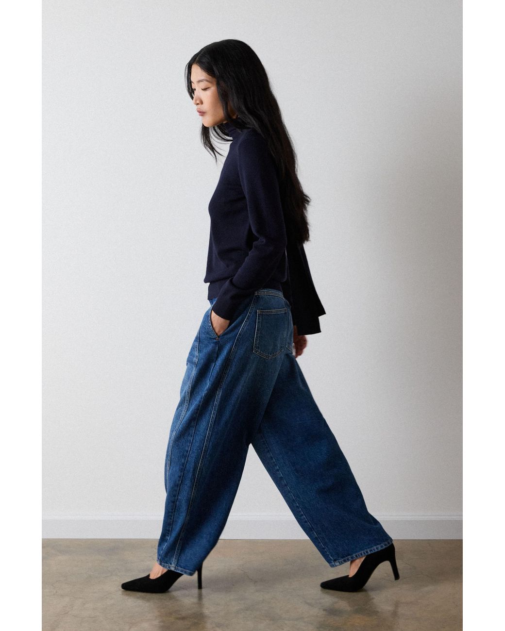 Whistles Blue Tie Neck Detail Knit