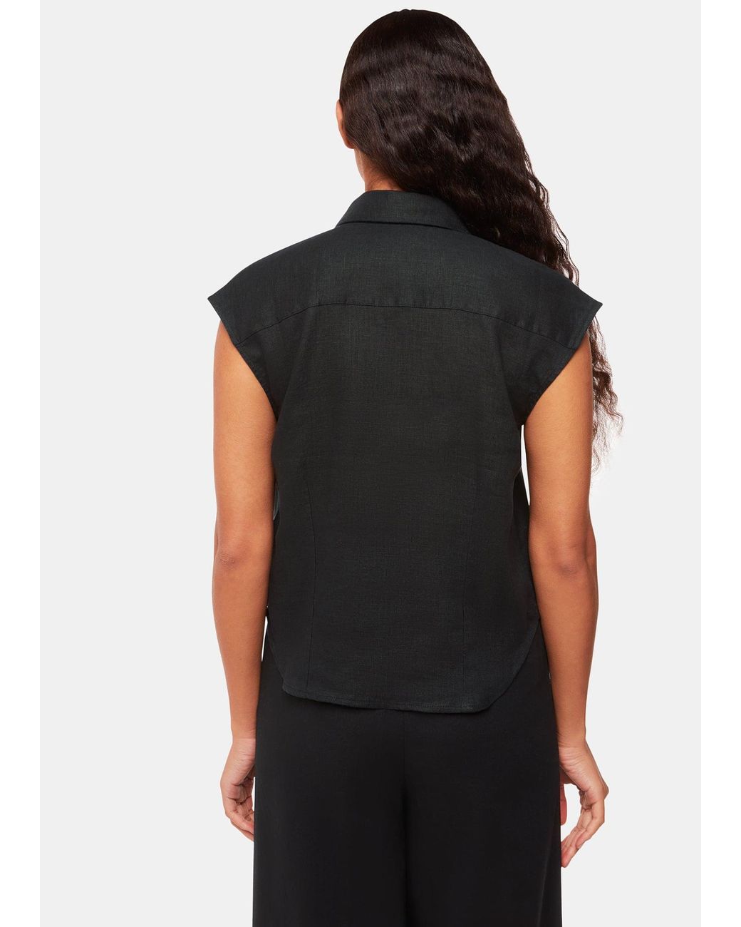 Whistles Black Olivia Linen Shirt