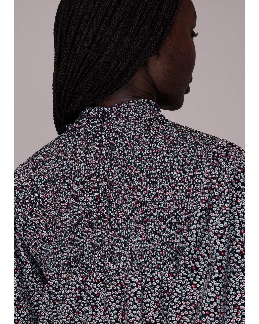 Whistles Gray Micro Bud Pintuck Dress