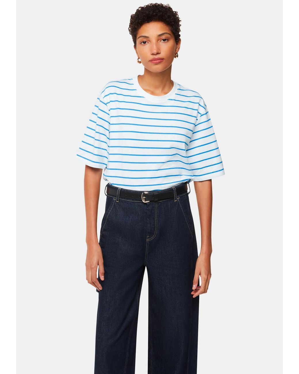 Whistles Blue Stripe Short Sleeve T-shirt