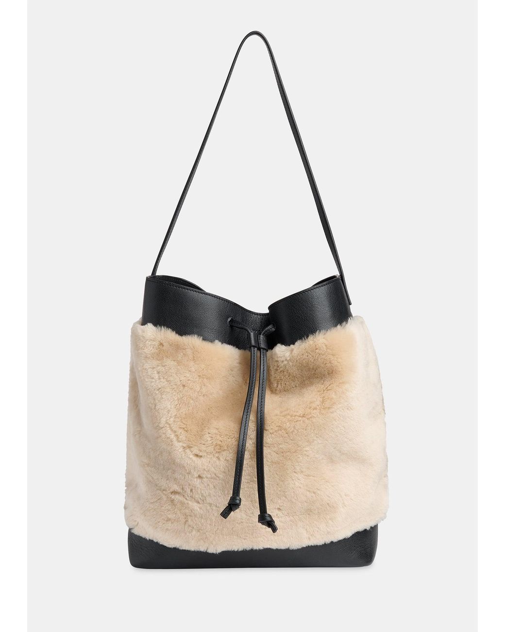 Whistles Natural Sasha Shearling Tote Bag