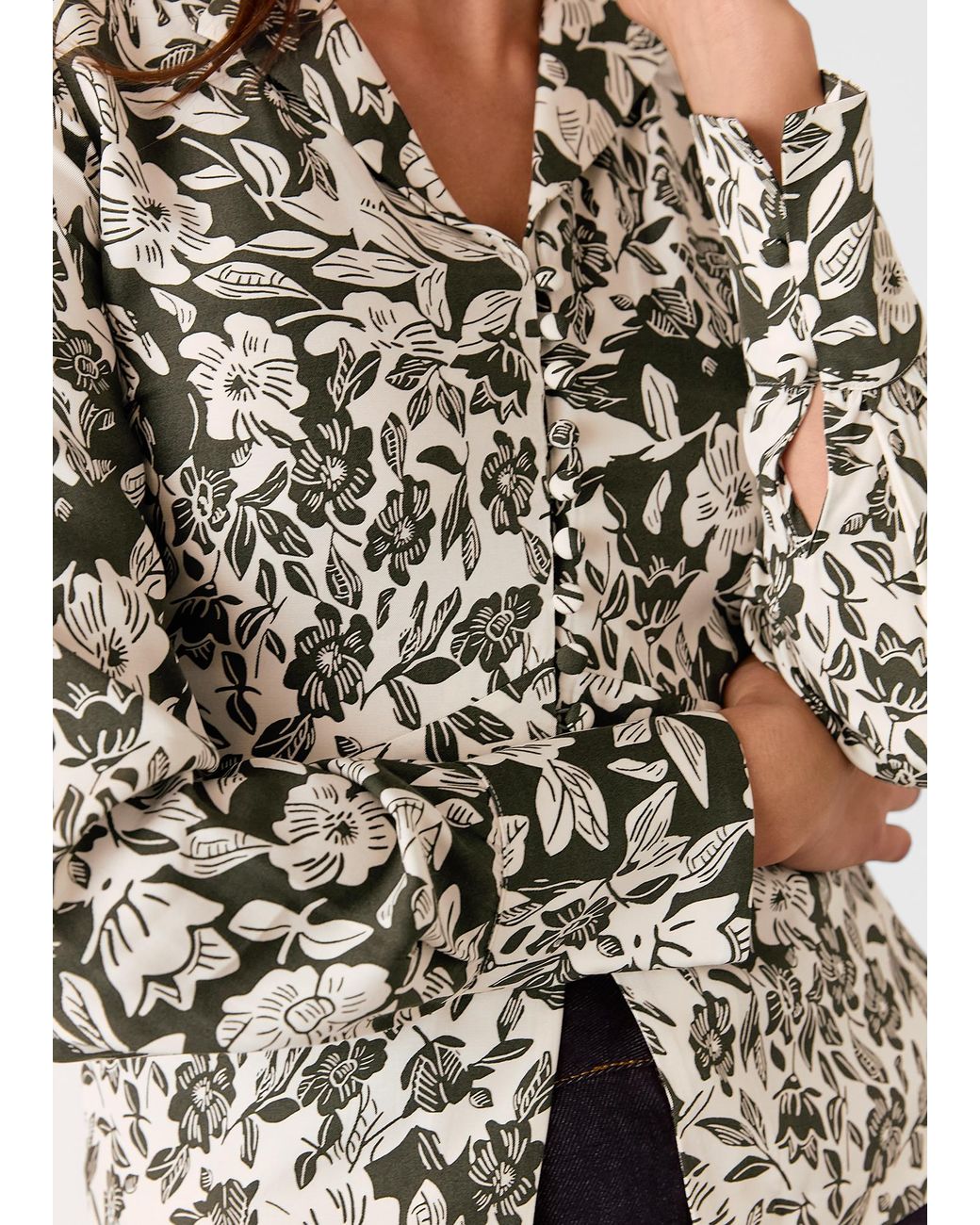 Whistles Multicolor Cut Stems Button Down Blouse