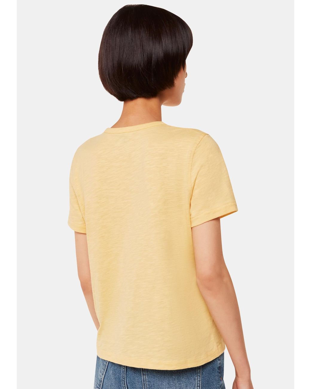 Whistles Blue Isla Round Neck Button Tee