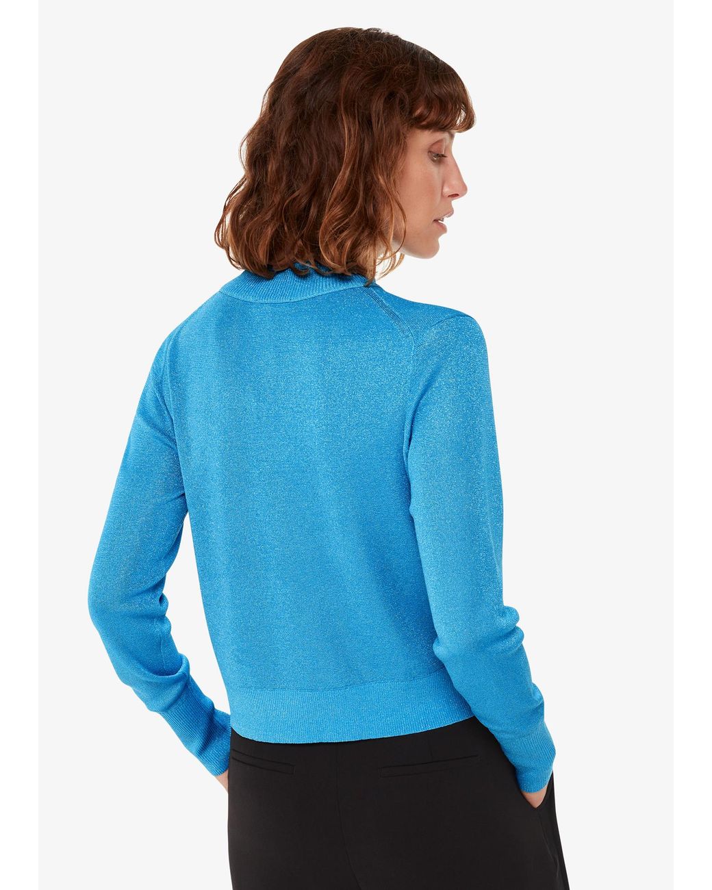 Whistles Blue Sparkle High Neck Knit
