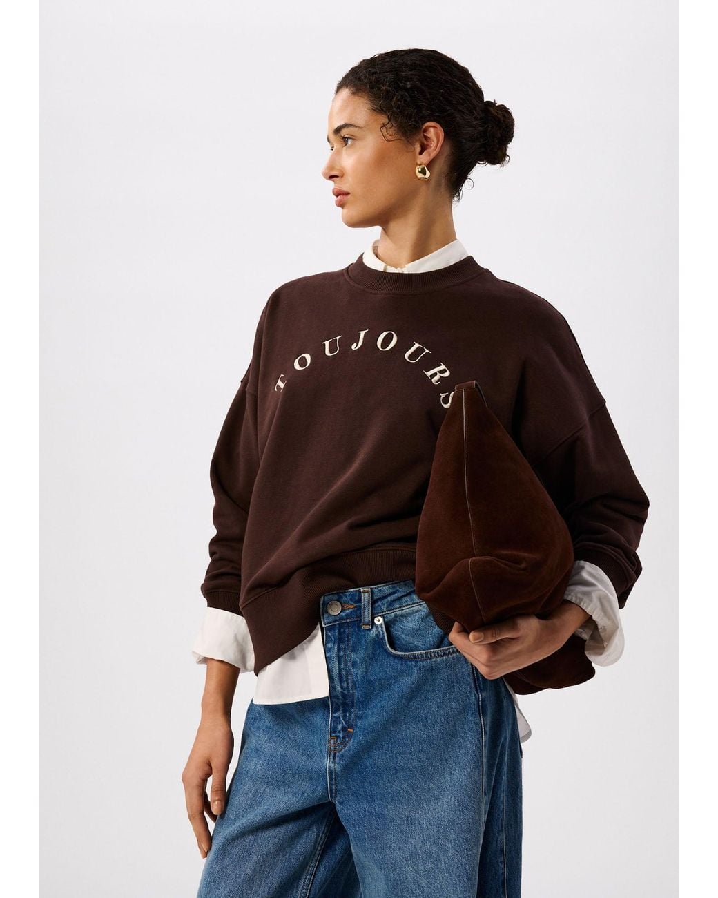 Whistles Red Toujours Relaxed Cotton Sweat