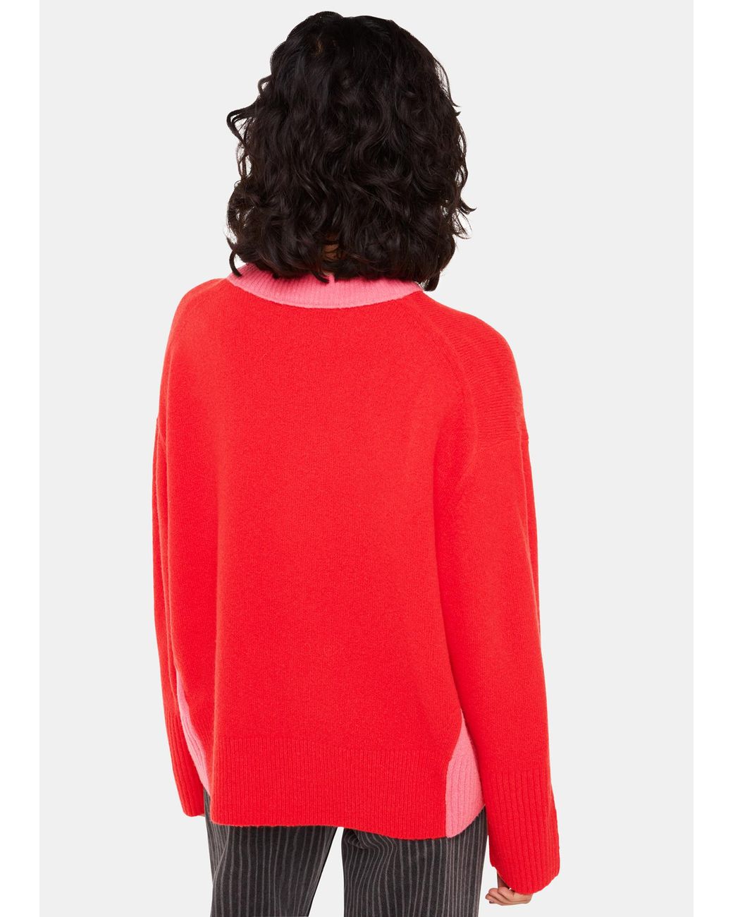 Whistles Red Colour Block Crew Neck Knit