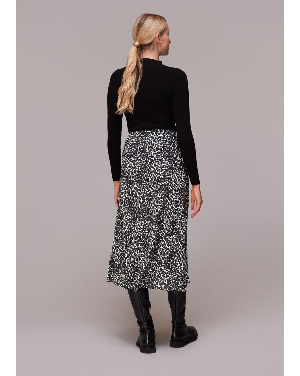 Whistles Multicolor Shadow Leopard Bias Cut Skirt
