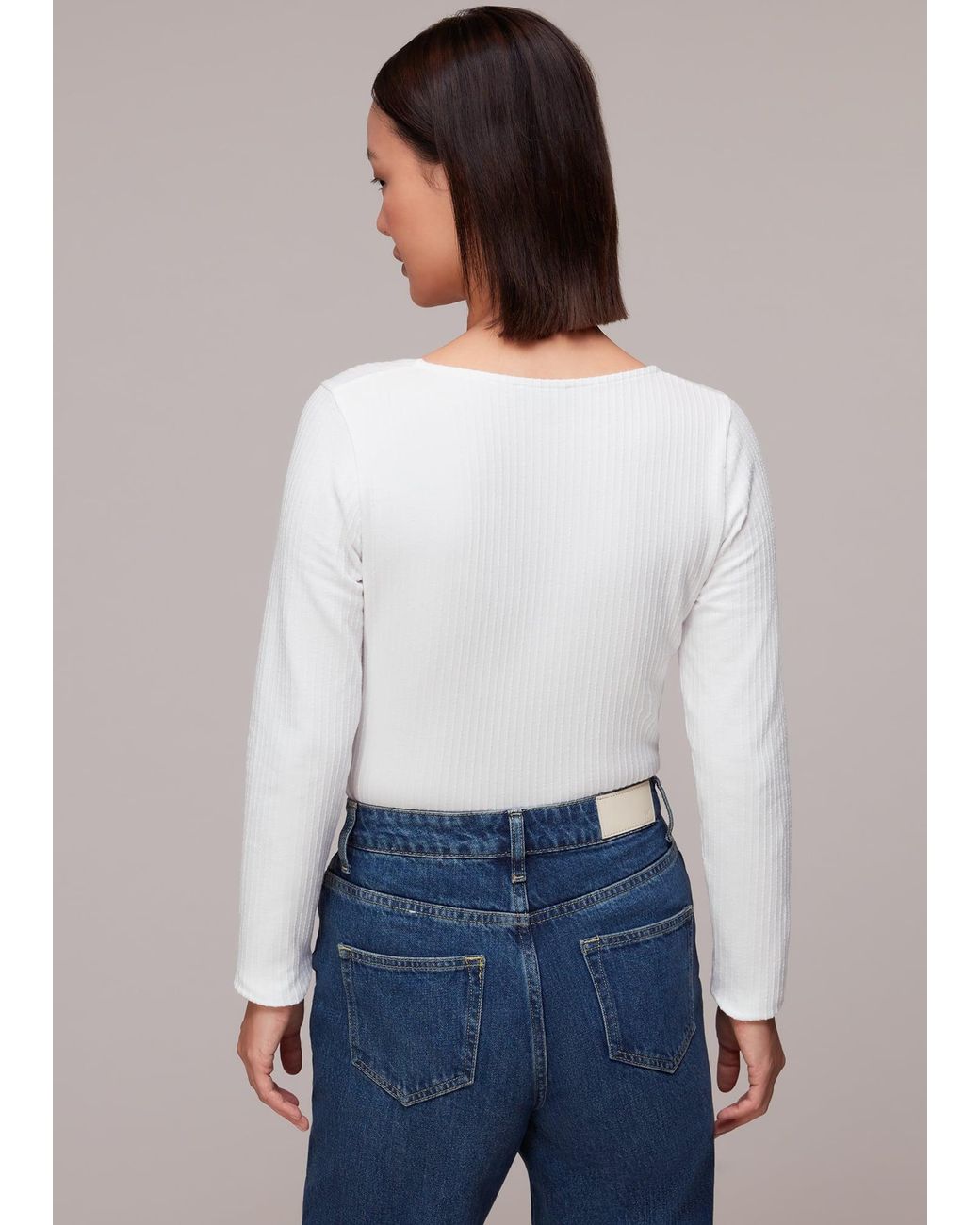 Whistles White Square Neck Long Sleeve Rib