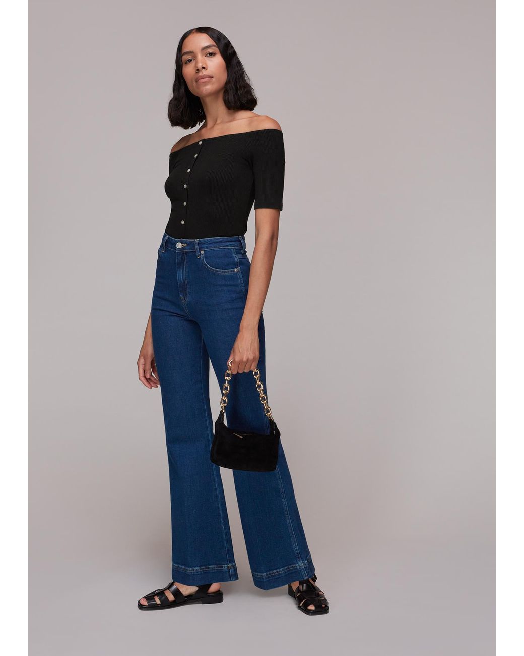 Whistles Blue Rumi Ribbed Bardot