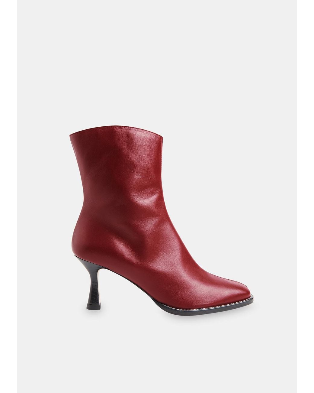 Whistles Red Nettie Stitch Detail Boot