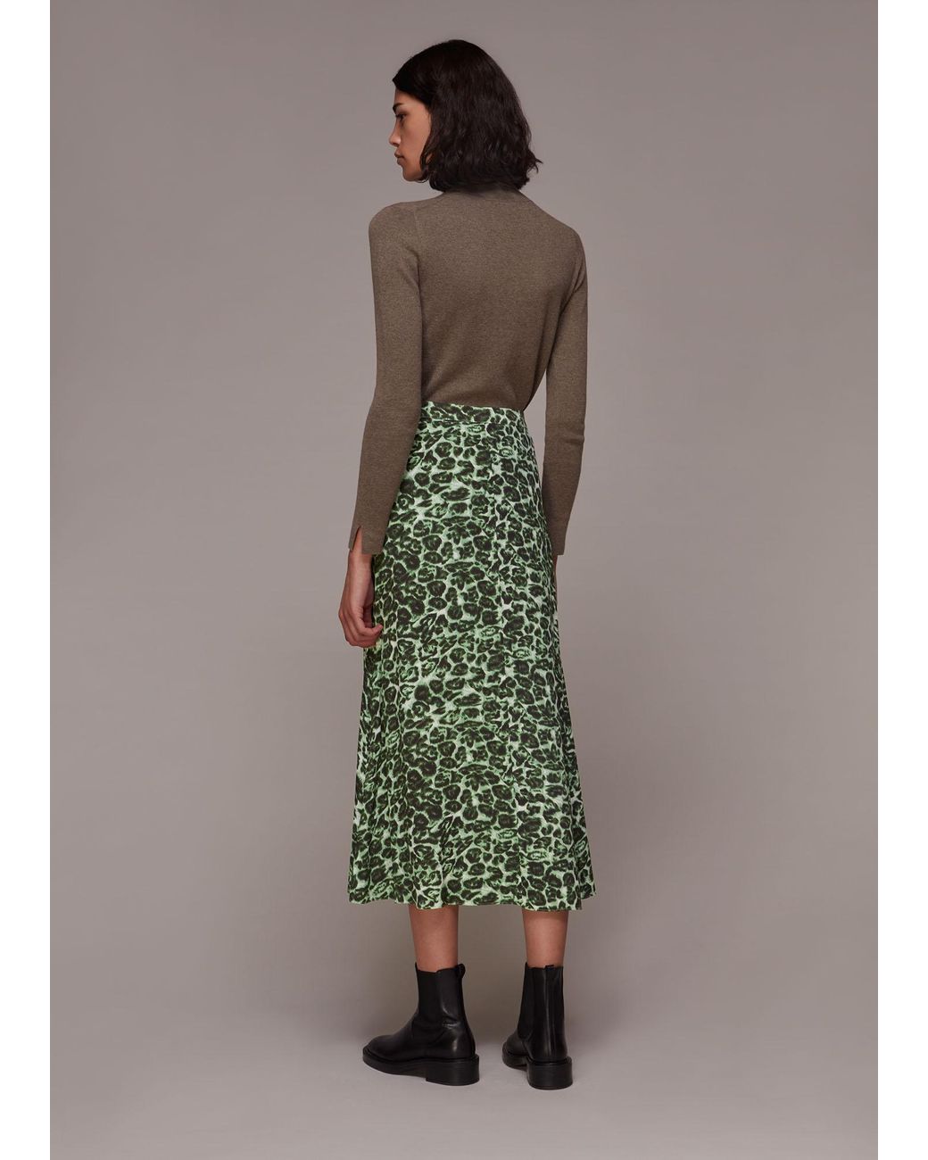 Whistles Gray Clouded Leopard Skirt