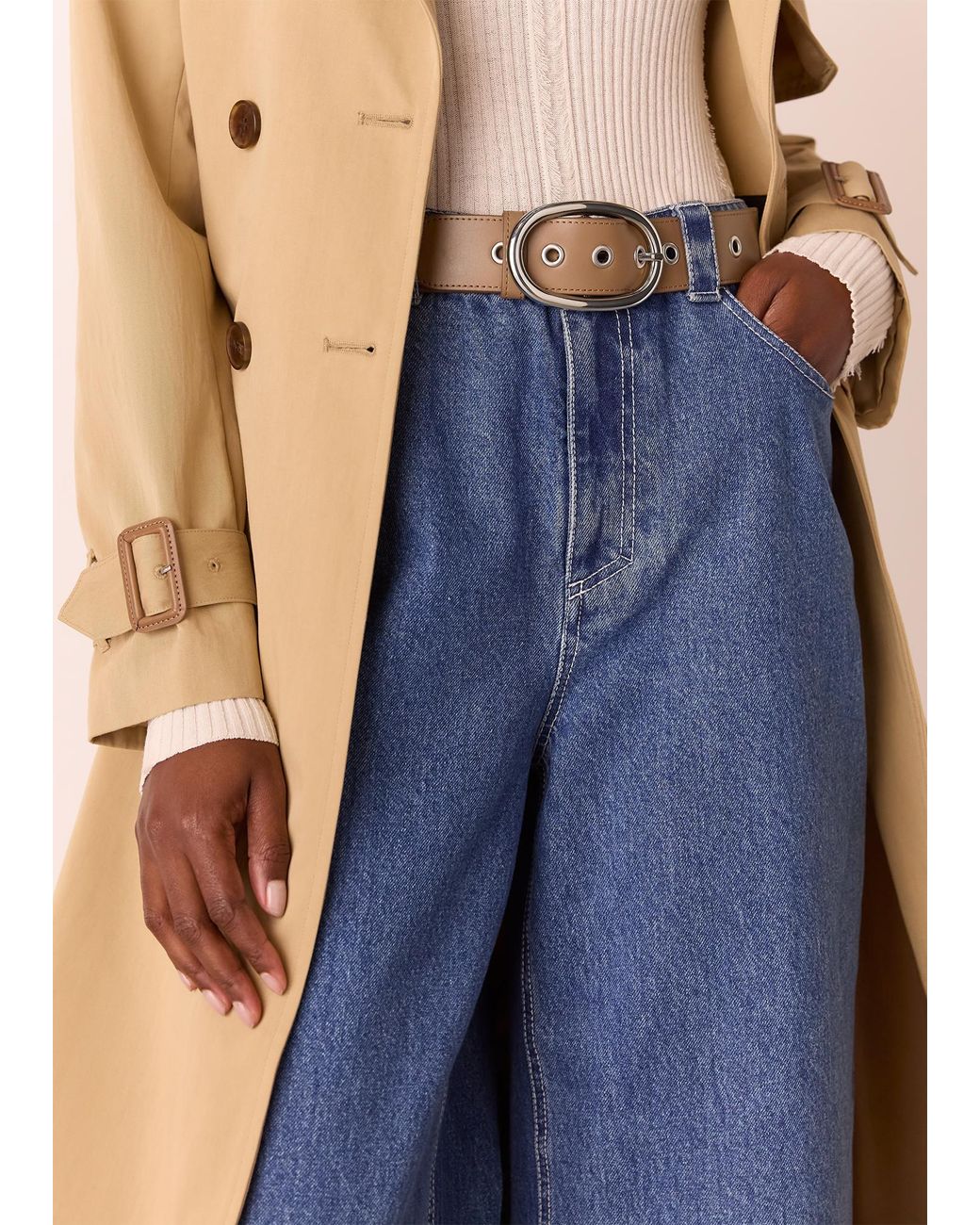 Whistles Blue Eyelet Detail Belt
