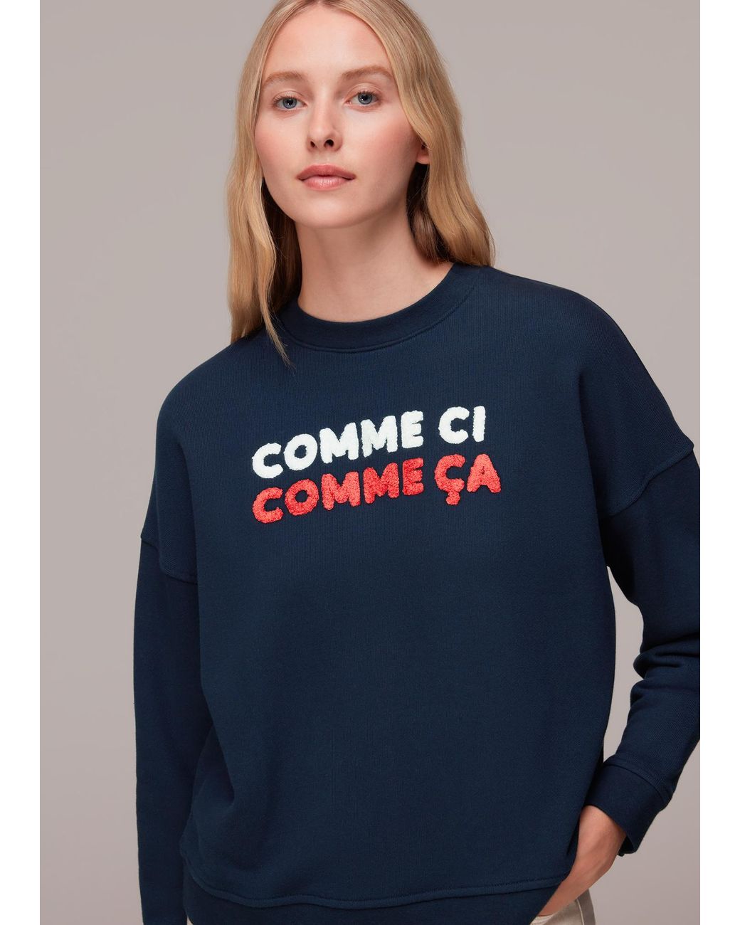 Whistles Comme Ci Comme Ca Sweat in Blue Lyst UK