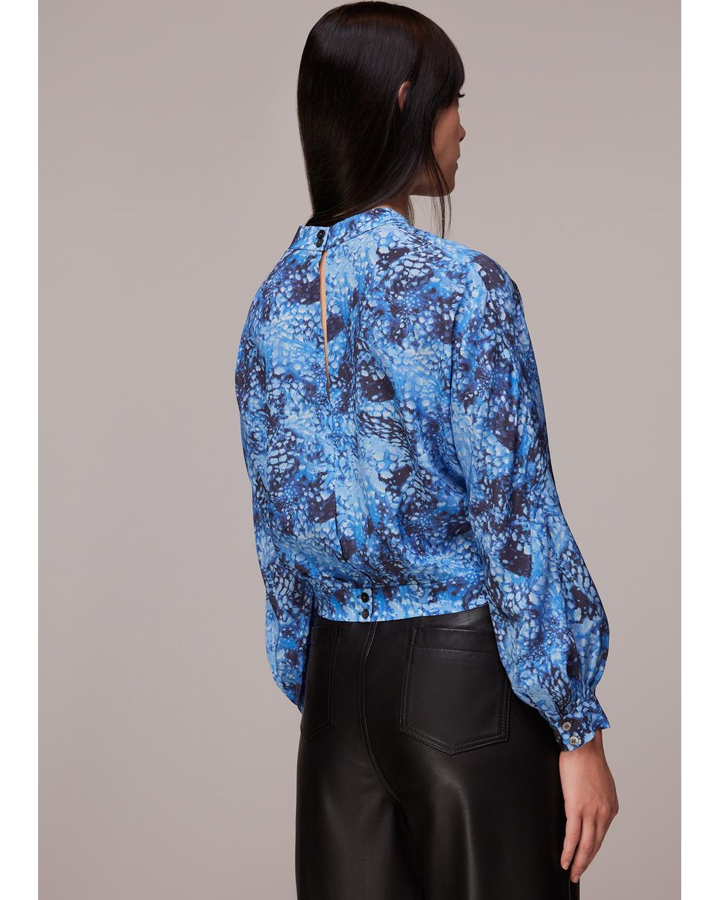 Whistles Blue Snow Flurry Silk Top
